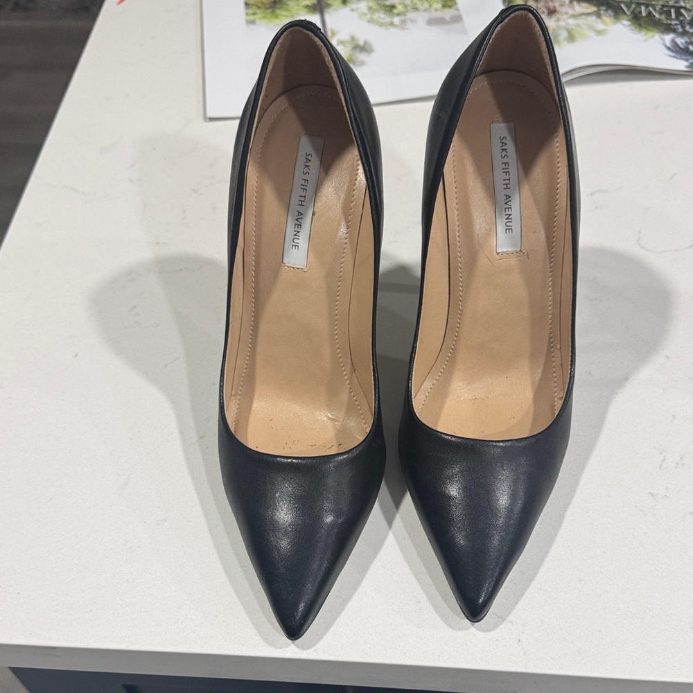 Saks Fifth Avenue Black Leather Heels
